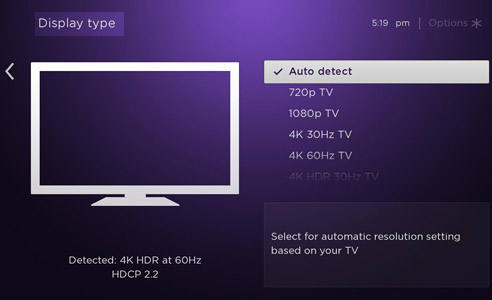 how to change resolution on roku tv