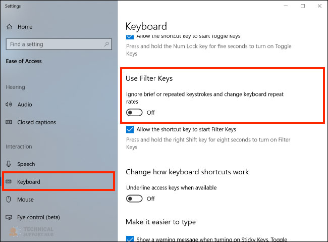 how to unlock keyboard windows 10