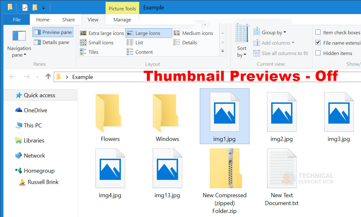 Disable or Enable Thumbnail Previews in File Explorer