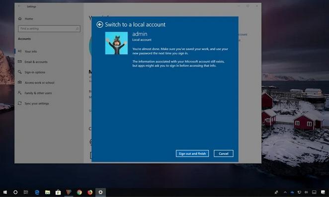 windows 10 switch to local account