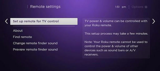 how to set up roku remote to control tv