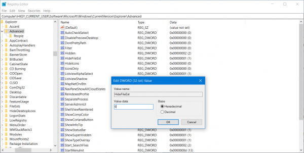 show file extensions windows 10