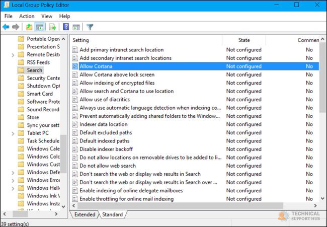 windows 10 disable cortana