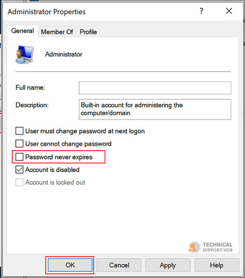 password expiration windows 10