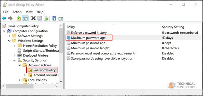 windows password expiration date