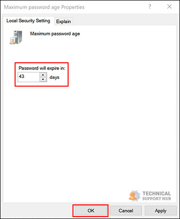 windows 10 password expiration