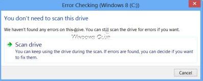 Disk Error Checking Error