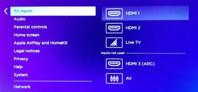 how to change hdmi input on roku tv