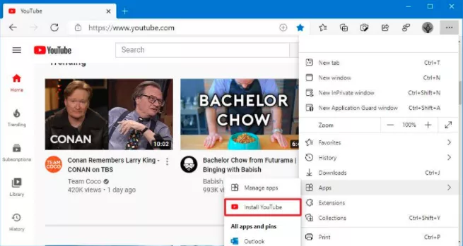 Install YouTube Web App on Windows 10