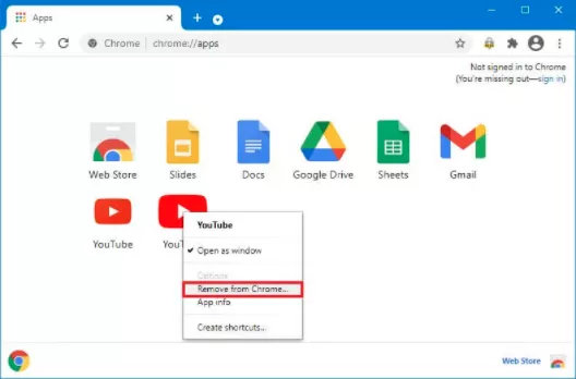 Install YouTube Web App on Windows 10