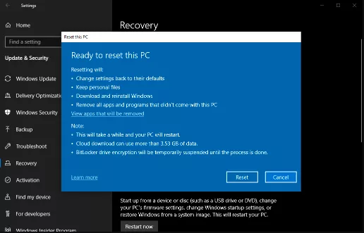 Factory Reset a Windows Laptop