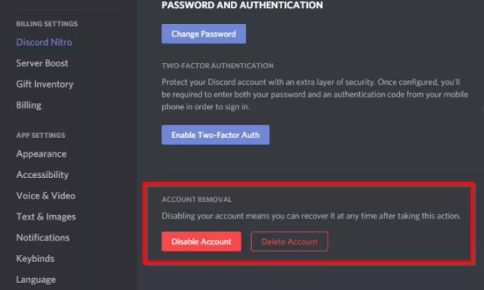 Delete a Discord Account