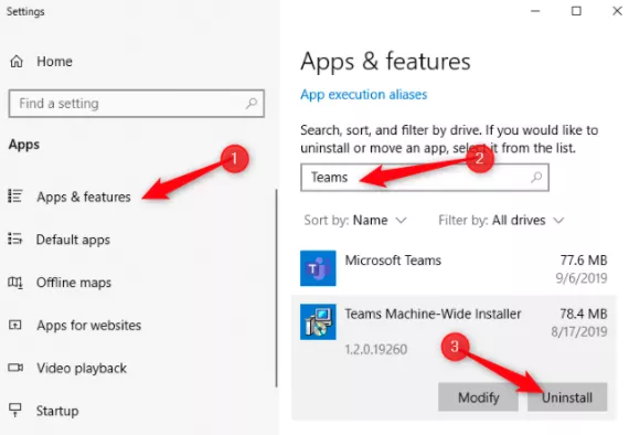 Uninstall Microsoft Teams in Windows and MacOS