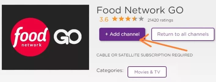 Install Food Network on Roku