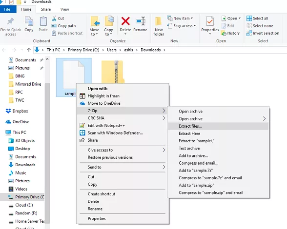 Create and Extract RAR Files in Windows 10