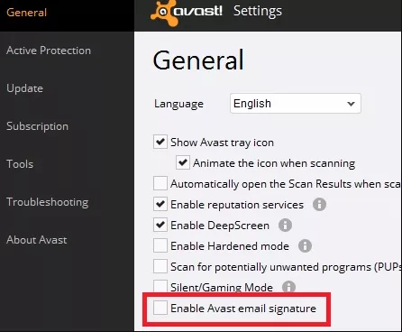 Remove the Avast Email Signature