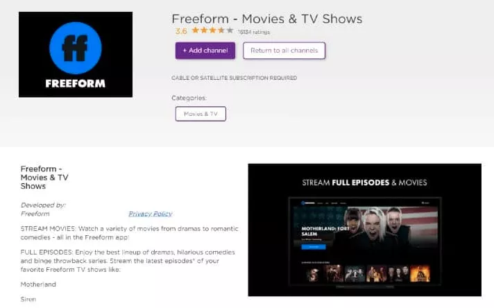 Add and Activate Freeform on Roku