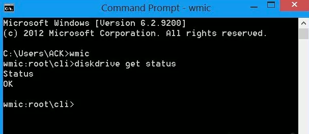Check up Hard Disk Health in Windows 10 Using WMIC