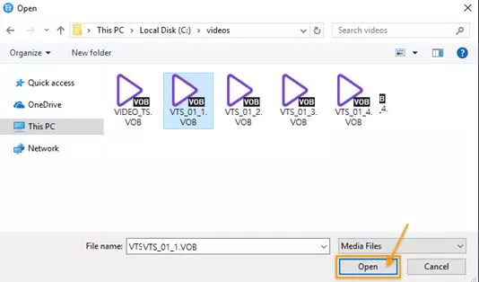Open and Play BUP, IFO, VOB Files on Windows 10
