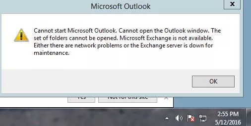 Outlook Cannot Connect to Server Error