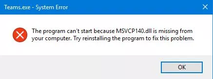 MSVCP140.dll Is Missing Errors on Windows 11/10