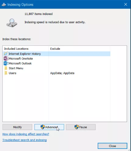 Outlook Search not Working