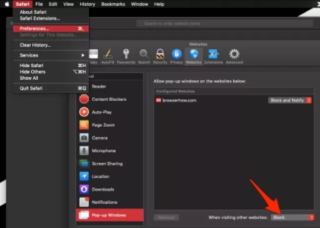 Allow or Block Pop-ups in Safari Mac Computer