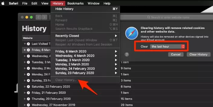 Clear History, Cookies and Cache in Safari Mac