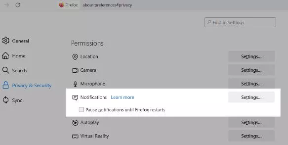 How to Setup Notification Settings in Firefox Computer