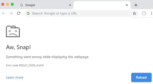 Chrome: RESULT_CODE_HUNG Error