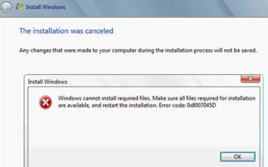 Error 0x8007045d