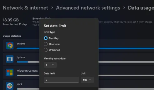 Limit or Change the Bandwidth on Windows 11