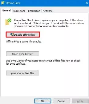 offline files windows 10