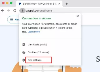 site settings chrome android