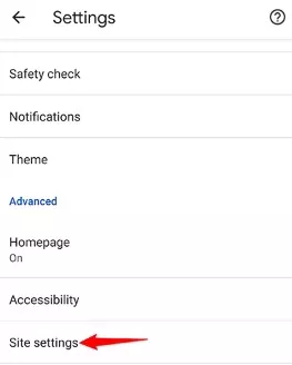 site settings chrome android